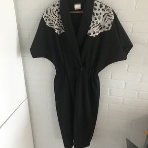 Vintage Midi Dress Michael Phillips Bat Sleeve Mixed Animal print Size 13